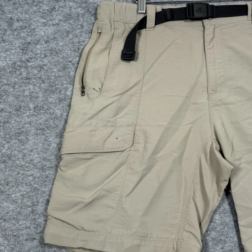 The North Face Hiking Cargo Shorts Men 34 (L) Belted Nylon Beige Solid